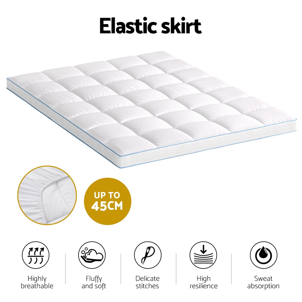 Giselle Bedding 1500GSM Bamboo Pillowtop Mattress Topper 10cm Thick Pad for view 5