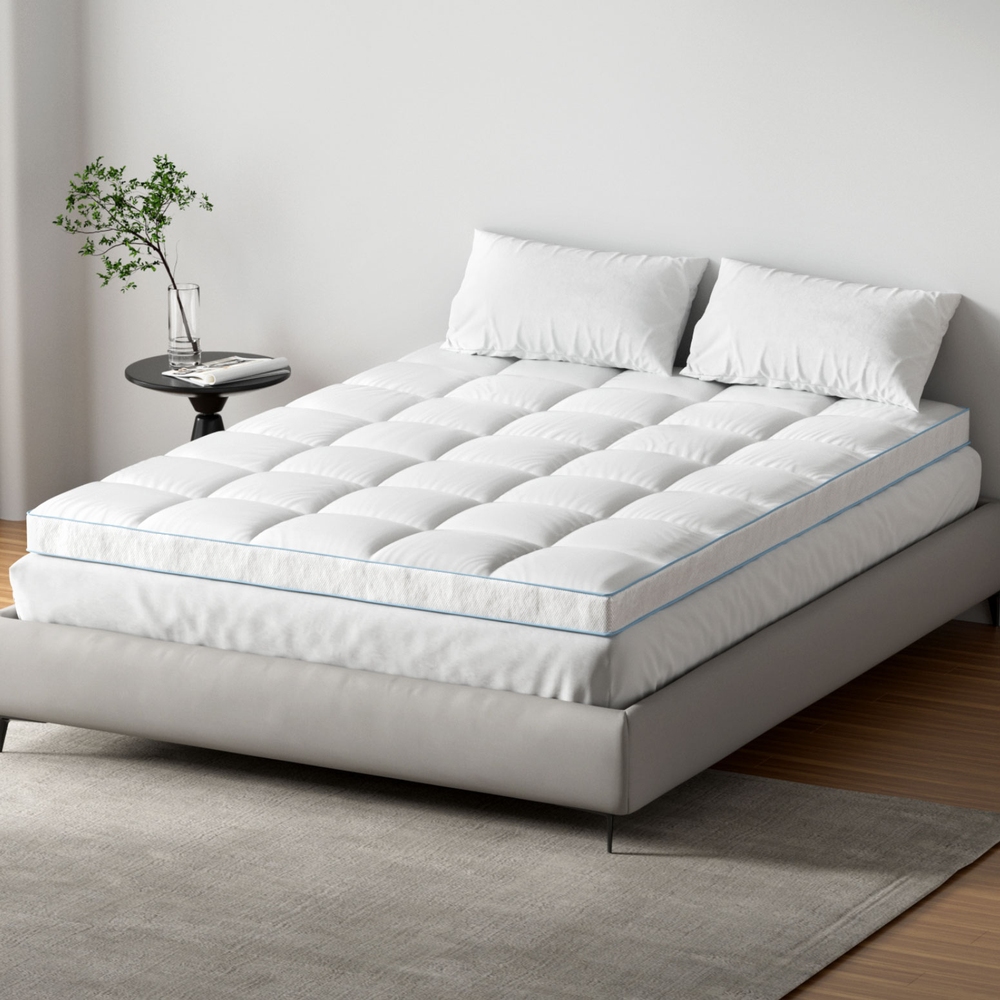 Giselle Bedding 1500GSM Bamboo Pillowtop Mattress Topper 10cm Thick Pad for — image 1