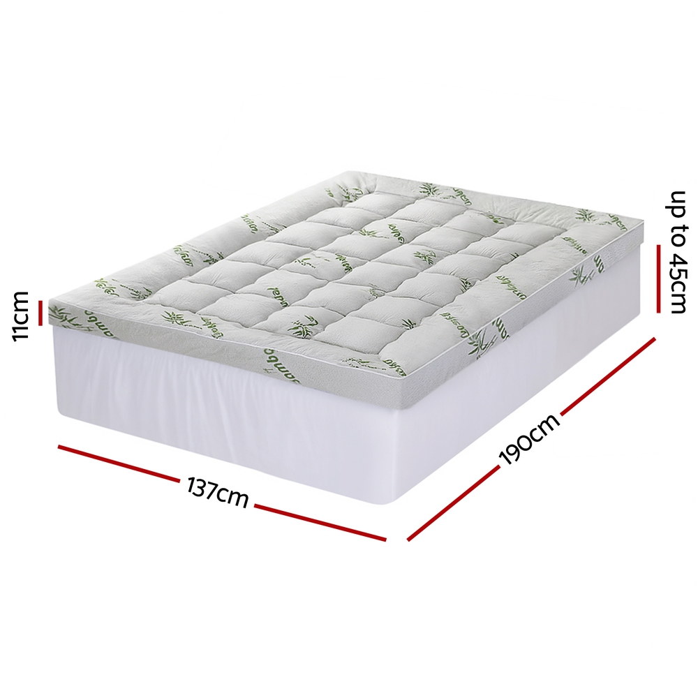 Giselle Bedding 1500GSM Pillowtop Mattress Topper Bamboo Mattress Pad for Back view 3