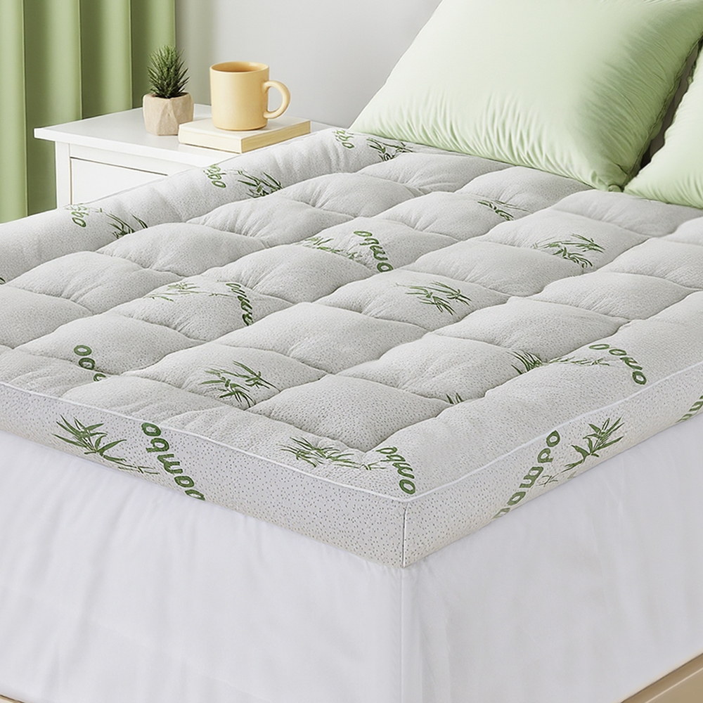 Giselle Bedding 1500GSM Pillowtop Mattress Topper Bamboo Mattress Pad for Back — image 1