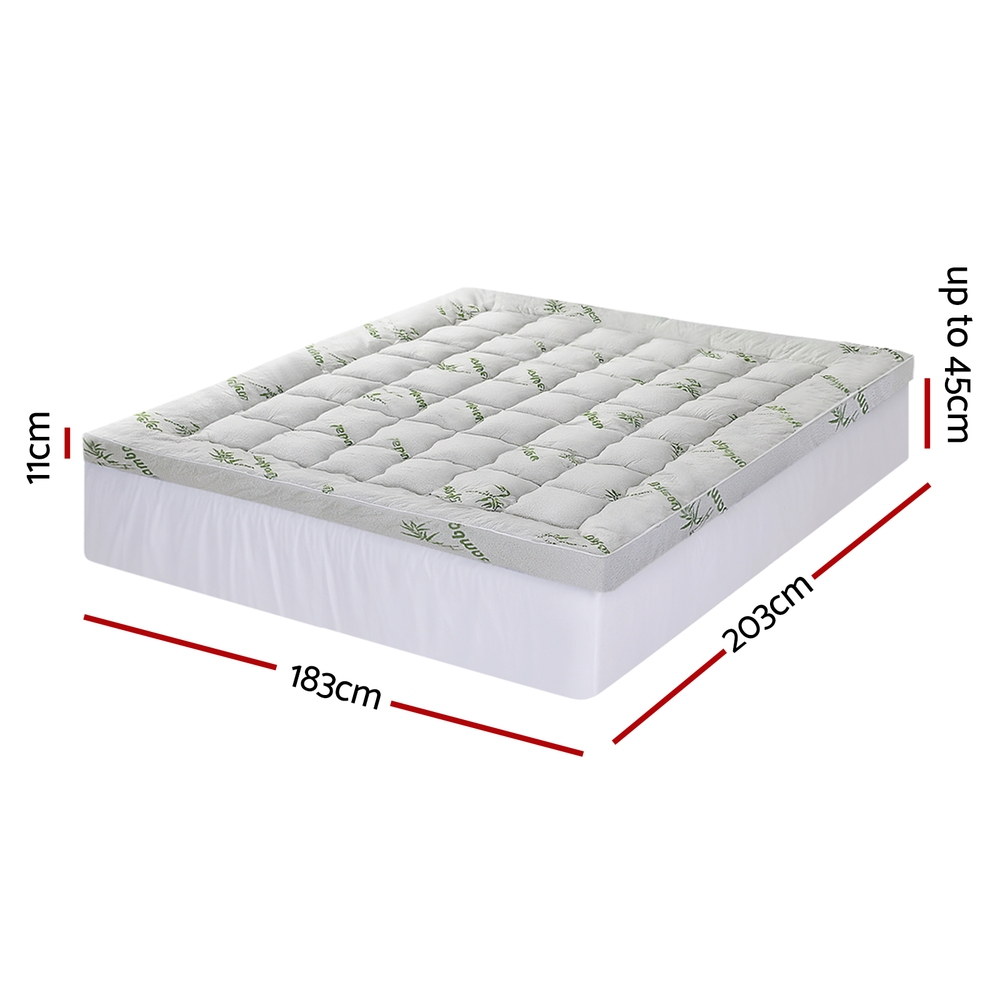 Giselle Bedding 1500GSM Pillowtop Mattress Topper Bamboo Mattress Pad for Back view 3