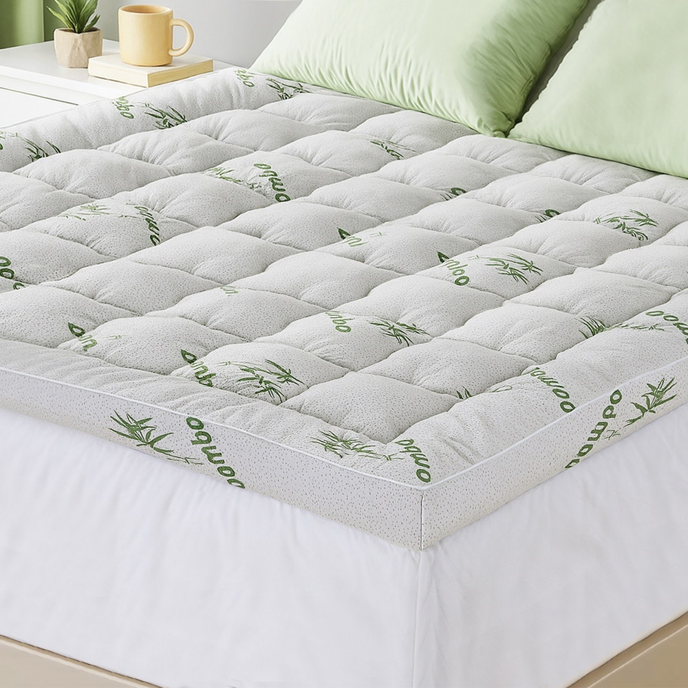 Giselle Bedding 1500GSM Pillowtop Mattress Topper Bamboo Mattress Pad for Back — image 1