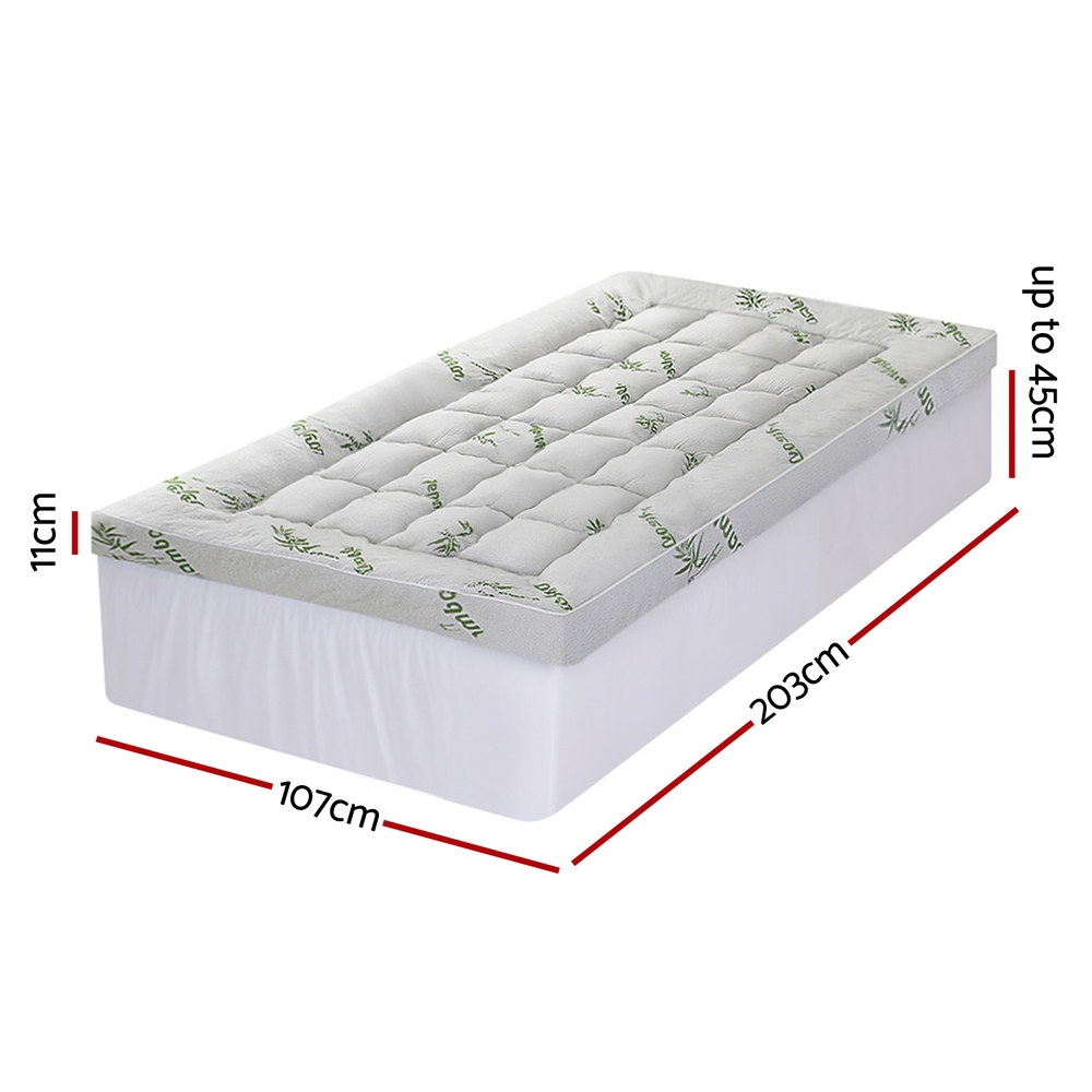 Giselle Bedding 1500GSM Pillowtop Mattress Topper Bamboo Mattress Pad for Back view 3