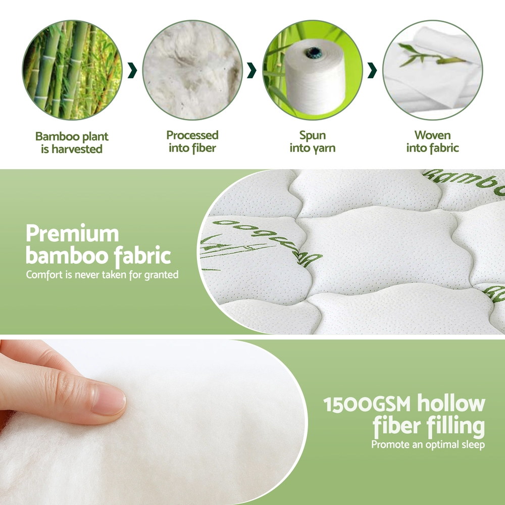 Giselle Bedding 1500GSM Pillowtop Mattress Topper Bamboo Mattress Pad for Back view 7
