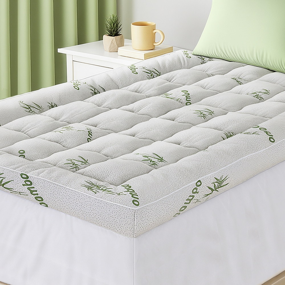 Giselle Bedding 1500GSM Pillowtop Mattress Topper Bamboo Mattress Pad for Back — image 1