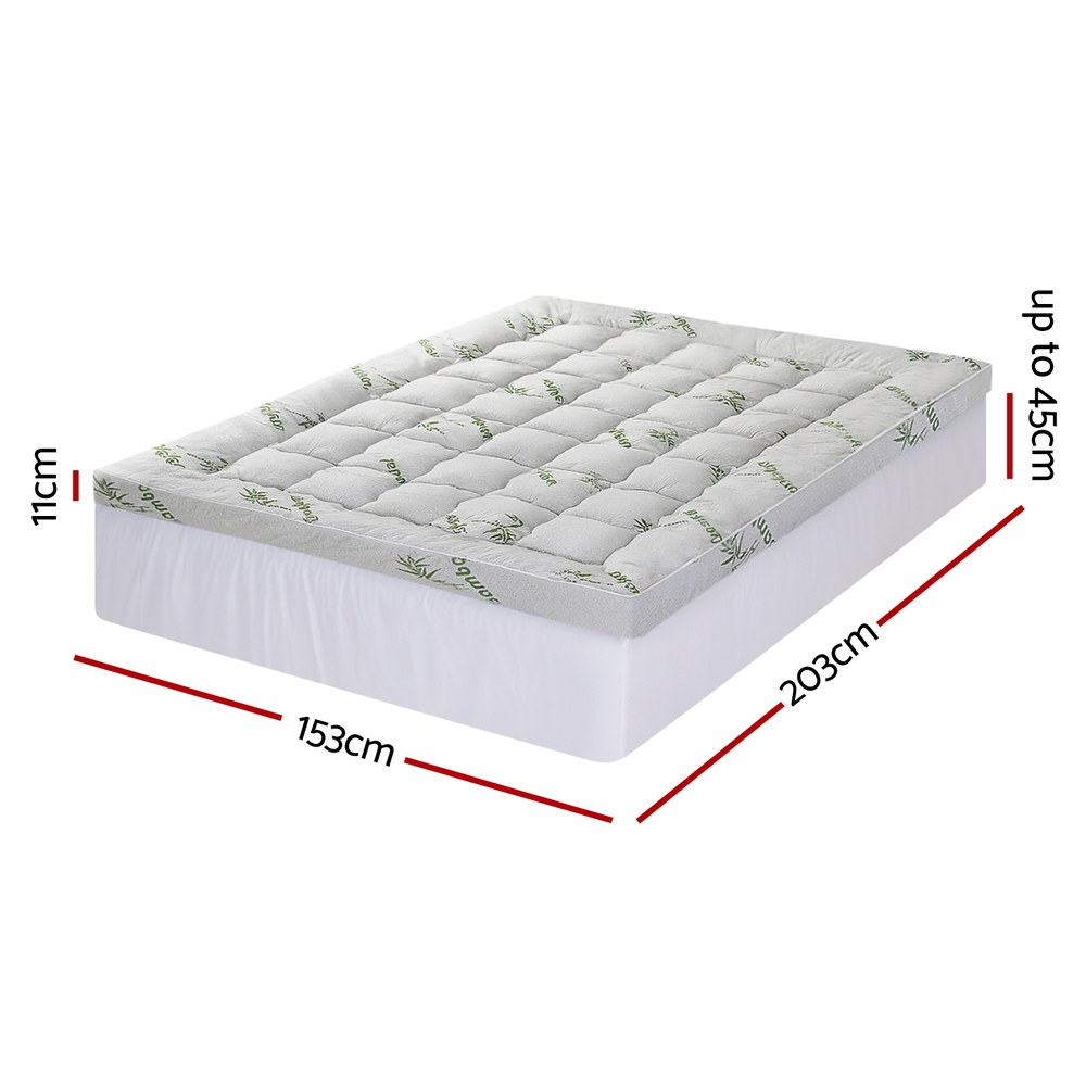 Giselle Bedding 1500GSM Pillowtop Mattress Topper Bamboo Mattress Pad for Back view 3