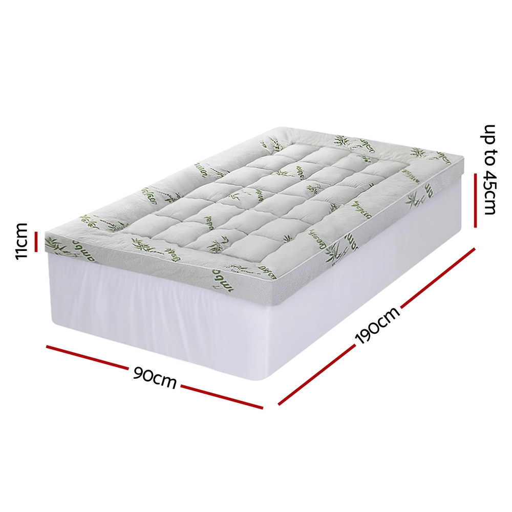 Giselle Bedding 1500GSM Pillowtop Mattress Topper Bamboo Mattress Pad for Back view 3