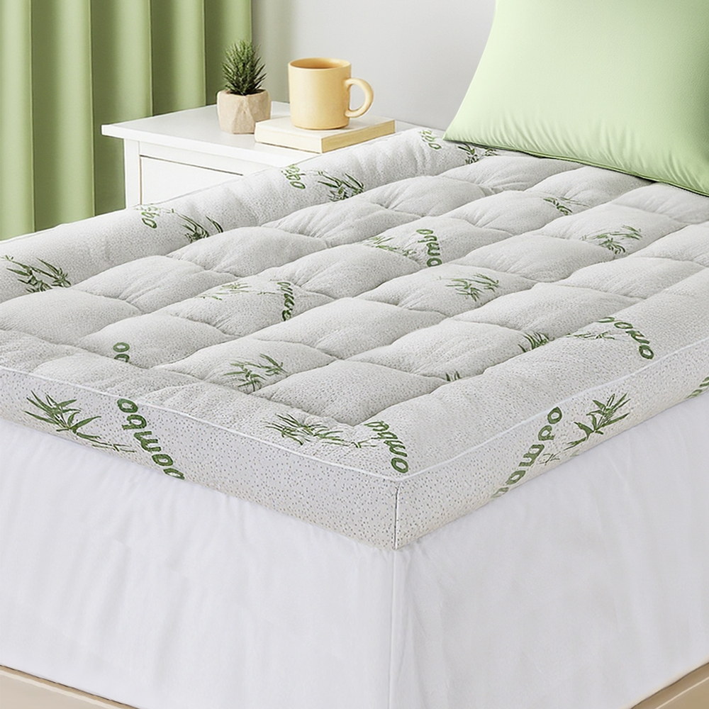 Giselle Bedding 1500GSM Pillowtop Mattress Topper Bamboo Mattress Pad for Back — image 1