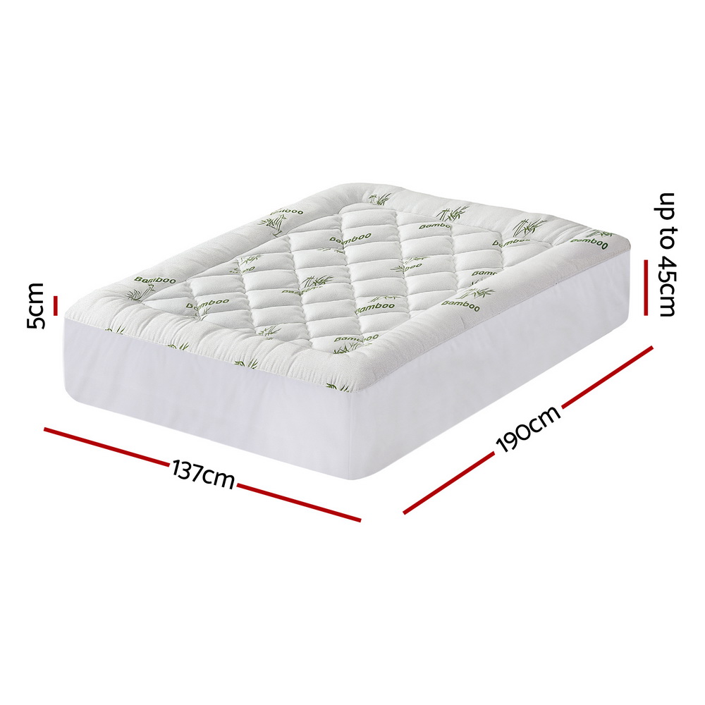 Giselle Bedding 5cm Pillowtop Mattress Topper 1000GSM Thick Soft Bamboo view 3
