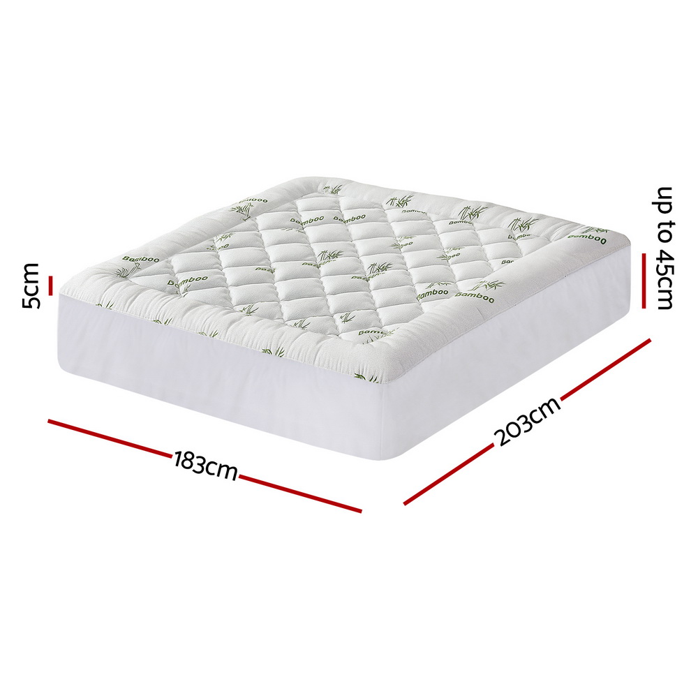 Giselle Bedding 5cm Pillowtop Mattress Topper 1000GSM Thick Soft Bamboo view 3