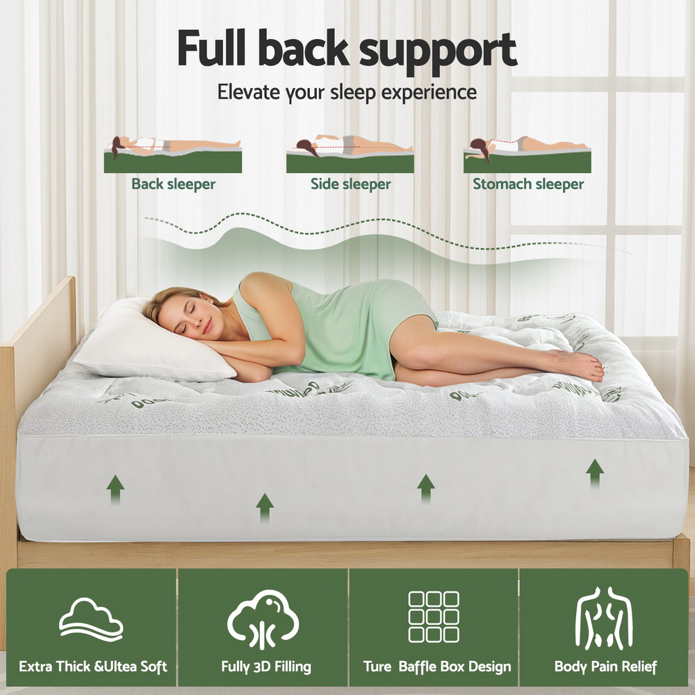 Giselle Bedding 5cm Pillowtop Mattress Topper 1000GSM Thick Soft Bamboo view 5