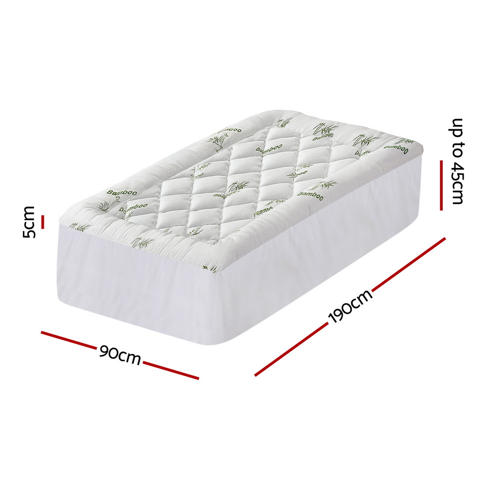 Giselle Bedding 5cm Pillowtop Mattress Topper 1000GSM Thick Soft Bamboo view 3