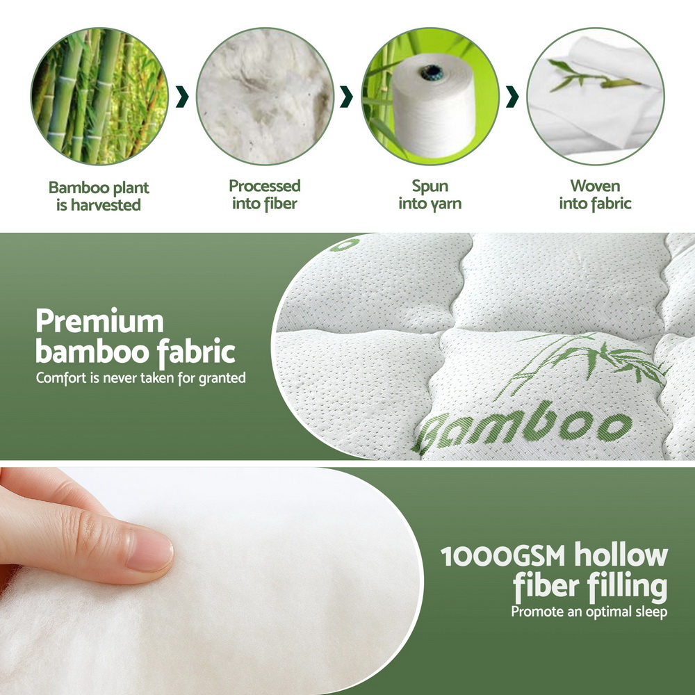 Giselle Bedding 5cm Pillowtop Mattress Topper 1000GSM Thick Soft Bamboo view 7