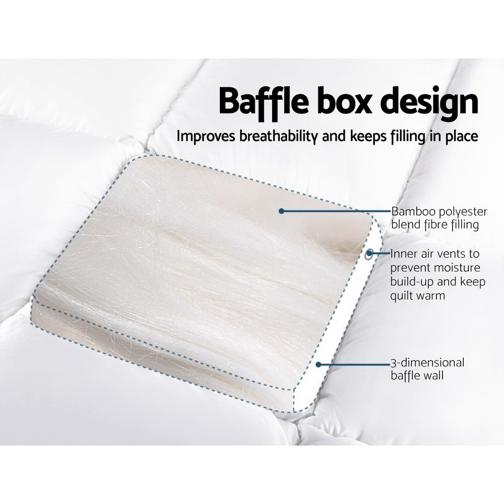 Giselle Bedding 5cm Bamboo Pillowtop Mattress Topper 1000GSM Mattress Pad for view 4