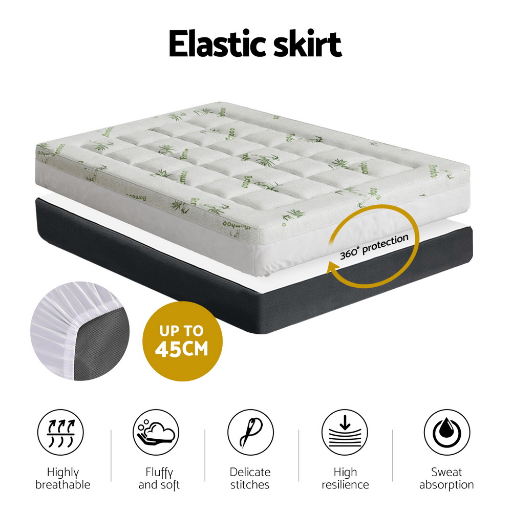 Giselle Bedding Pillowtop Mattress Topper 7.5cm Thick Bamboo Pad for Back Pain view 5