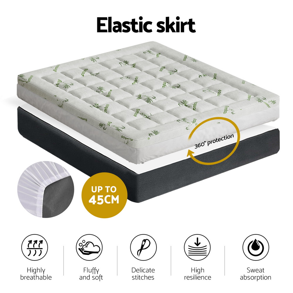 Giselle Bedding Pillowtop Mattress Topper 7.5cm Thick Bamboo Pad for Back Pain view 5
