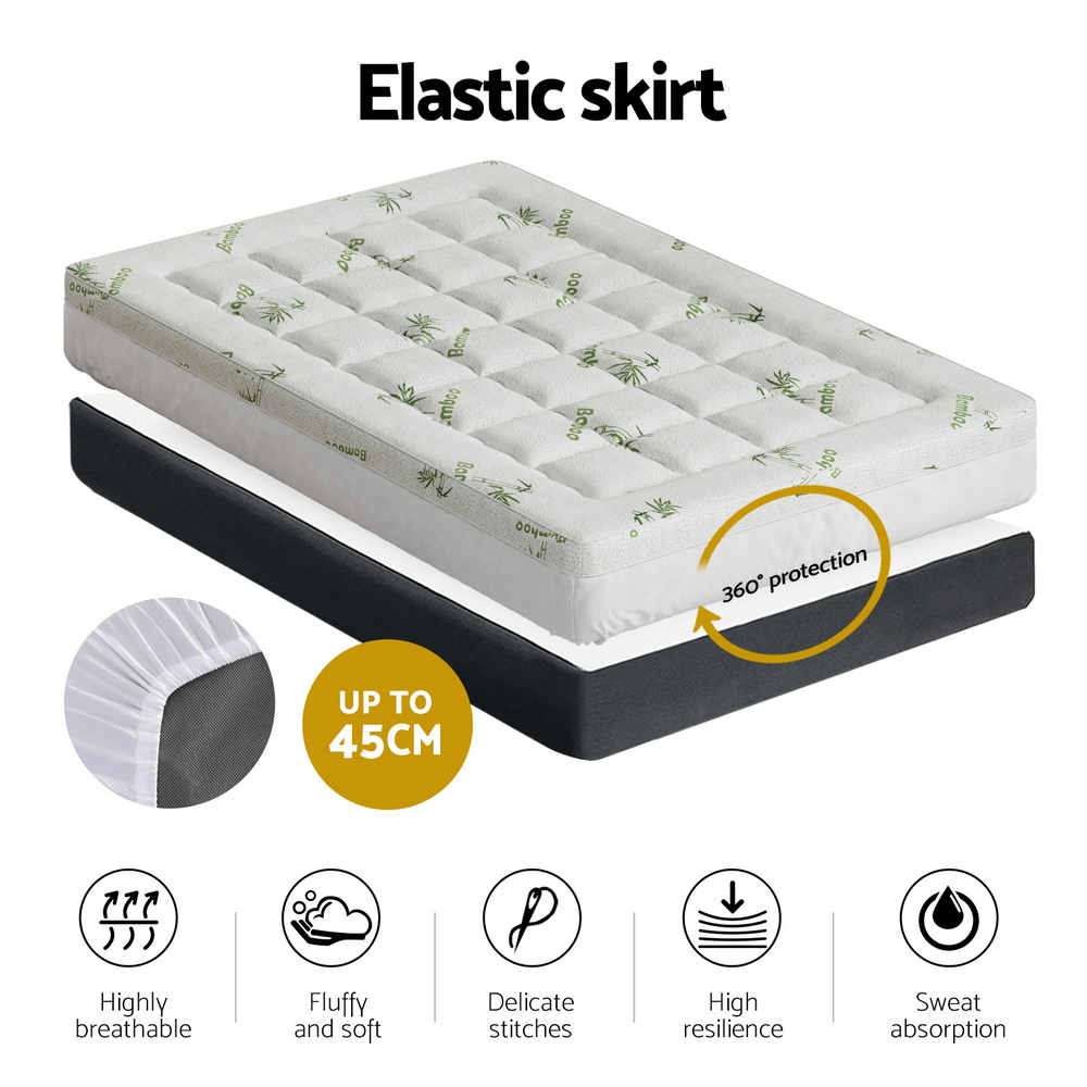 Giselle Bedding Pillowtop Mattress Topper 7.5cm Thick Bamboo Pad for Back Pain view 5