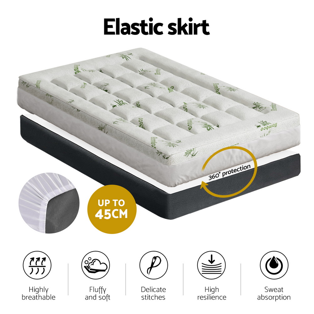 Giselle Bedding Pillowtop Mattress Topper 7.5cm Thick Bamboo Pad for Back Pain view 5