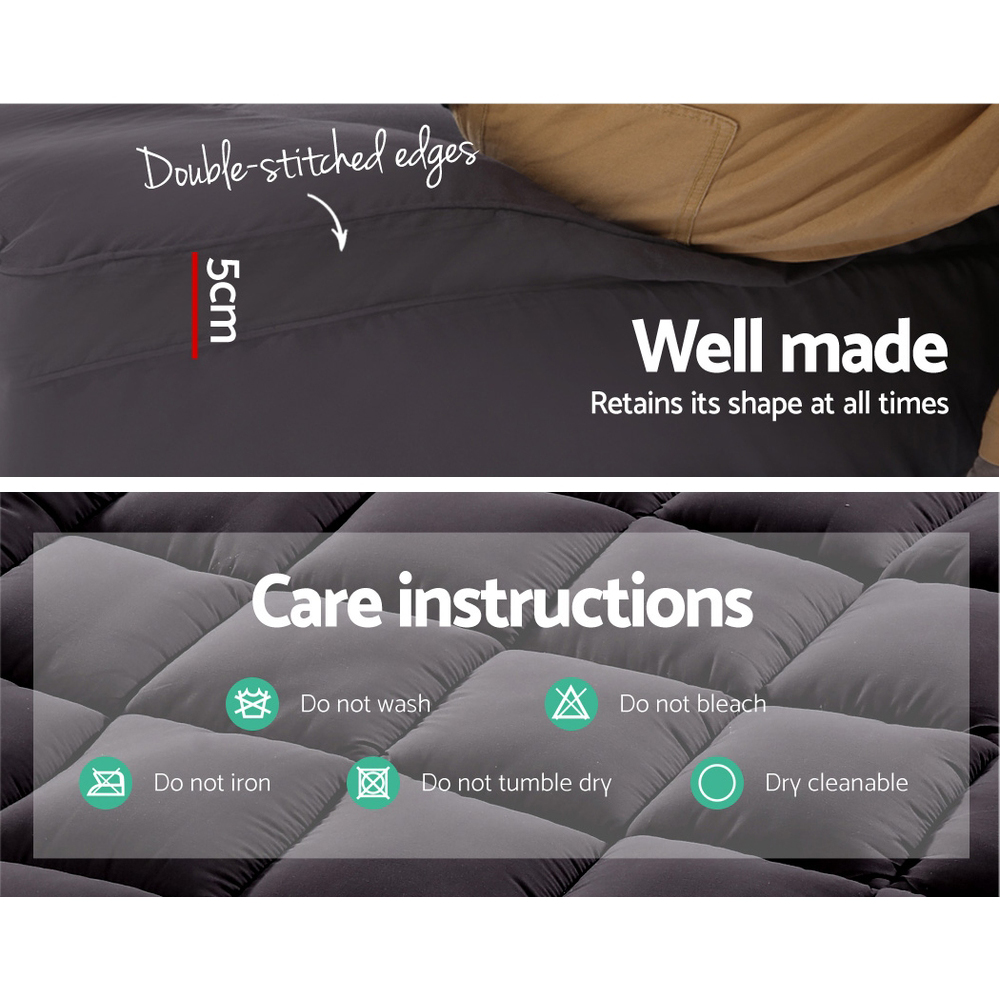 Giselle Bedding Bamboo Charcoal Filling Pillowtop Topper 1000GSM 5cm Thick view 3