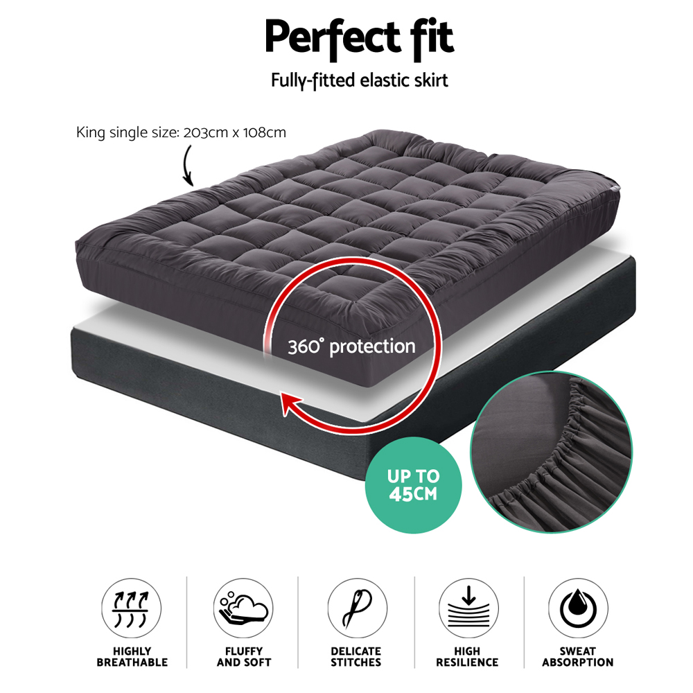 Giselle Bedding Bamboo Charcoal Filling Pillowtop Topper 1000GSM 5cm Thick view 2