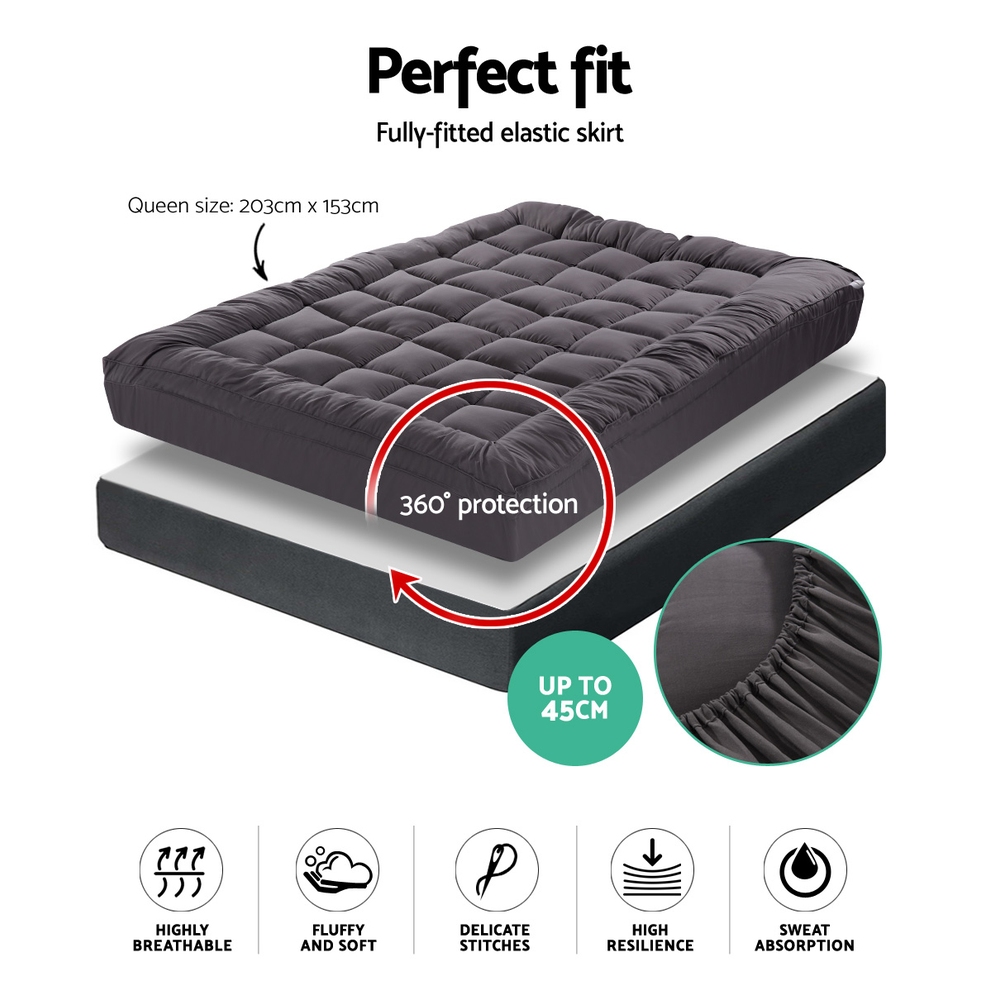 Giselle Bedding Bamboo Charcoal Filling Pillowtop Topper 1000GSM 5cm Thick view 2
