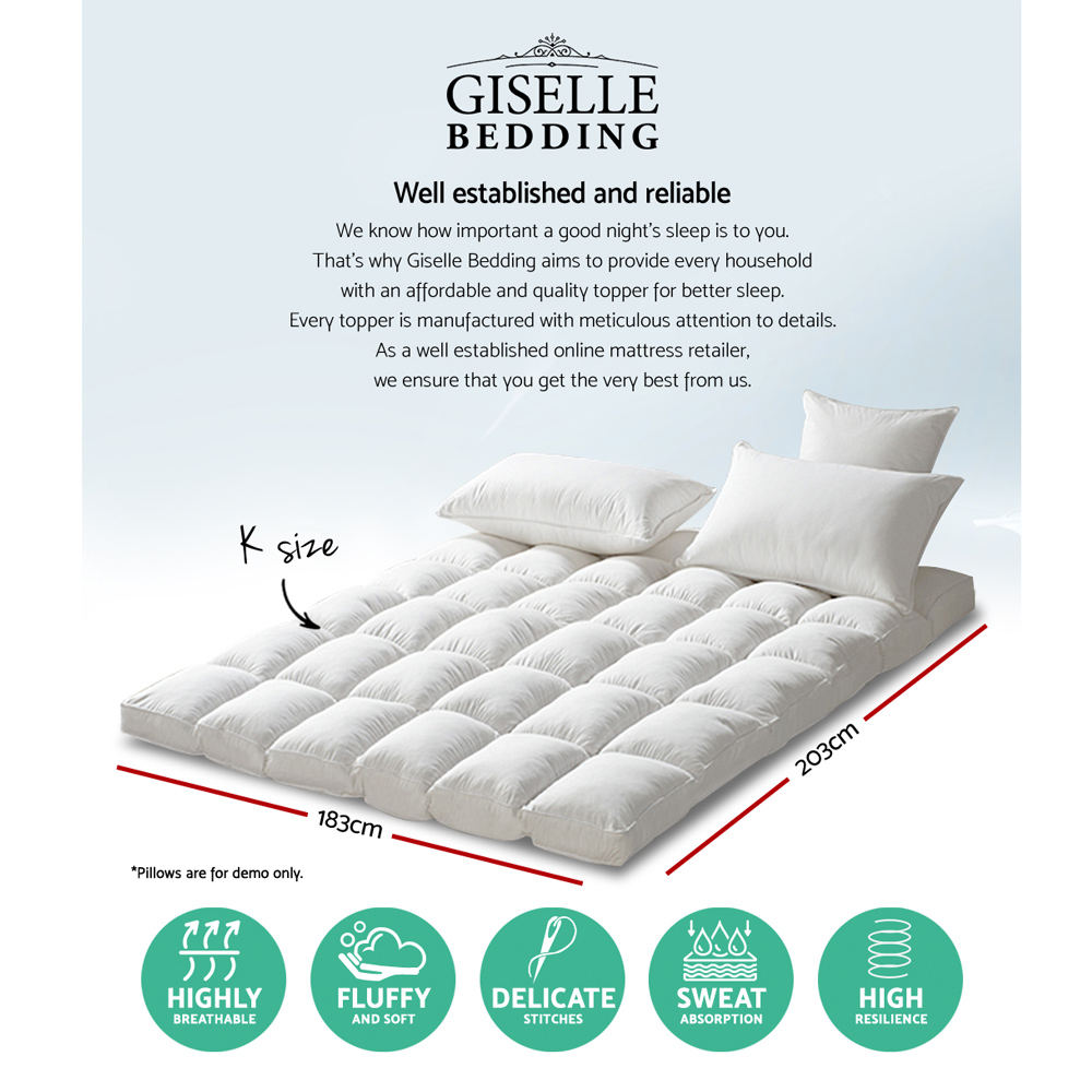 Giselle Bedding Pillowtop Mattress Topper 5cm Thick Pad for Back Pain Relief view 2