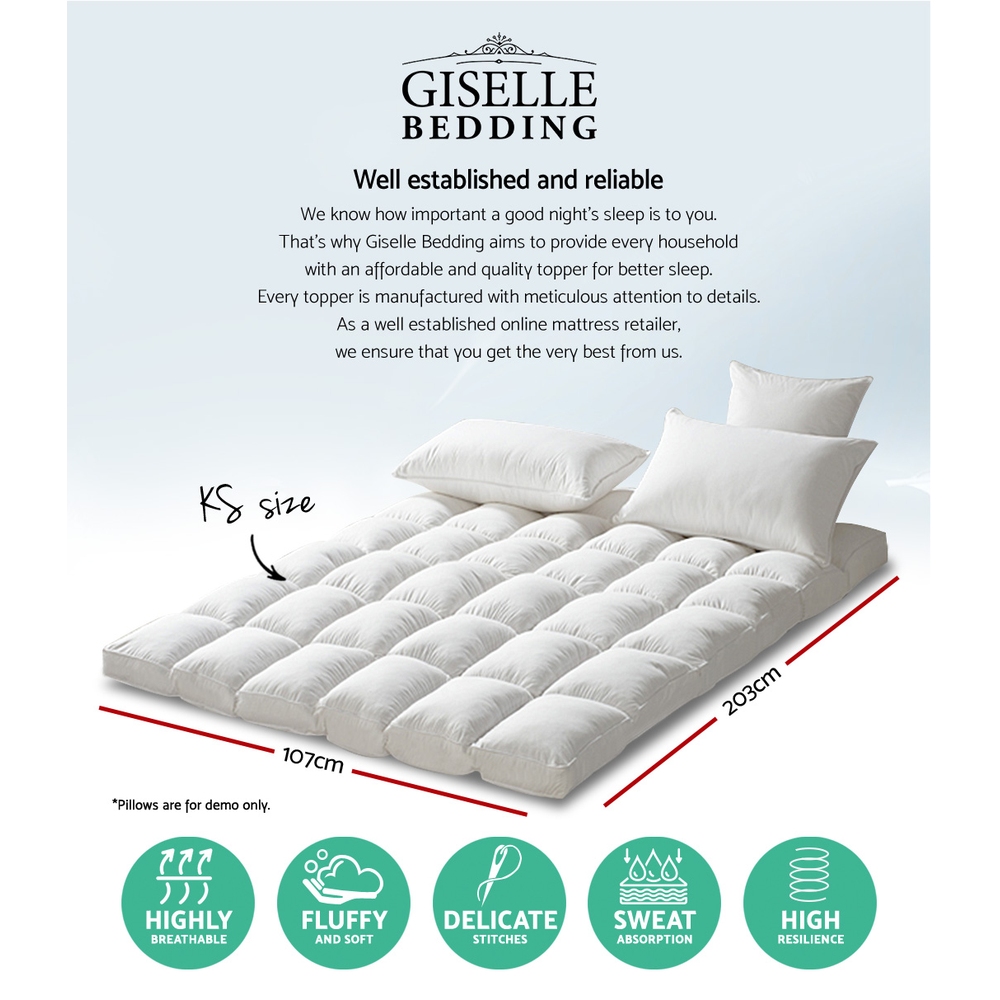 Giselle Bedding Pillowtop Mattress Topper 5cm Thick Pad for Back Pain Relief view 2
