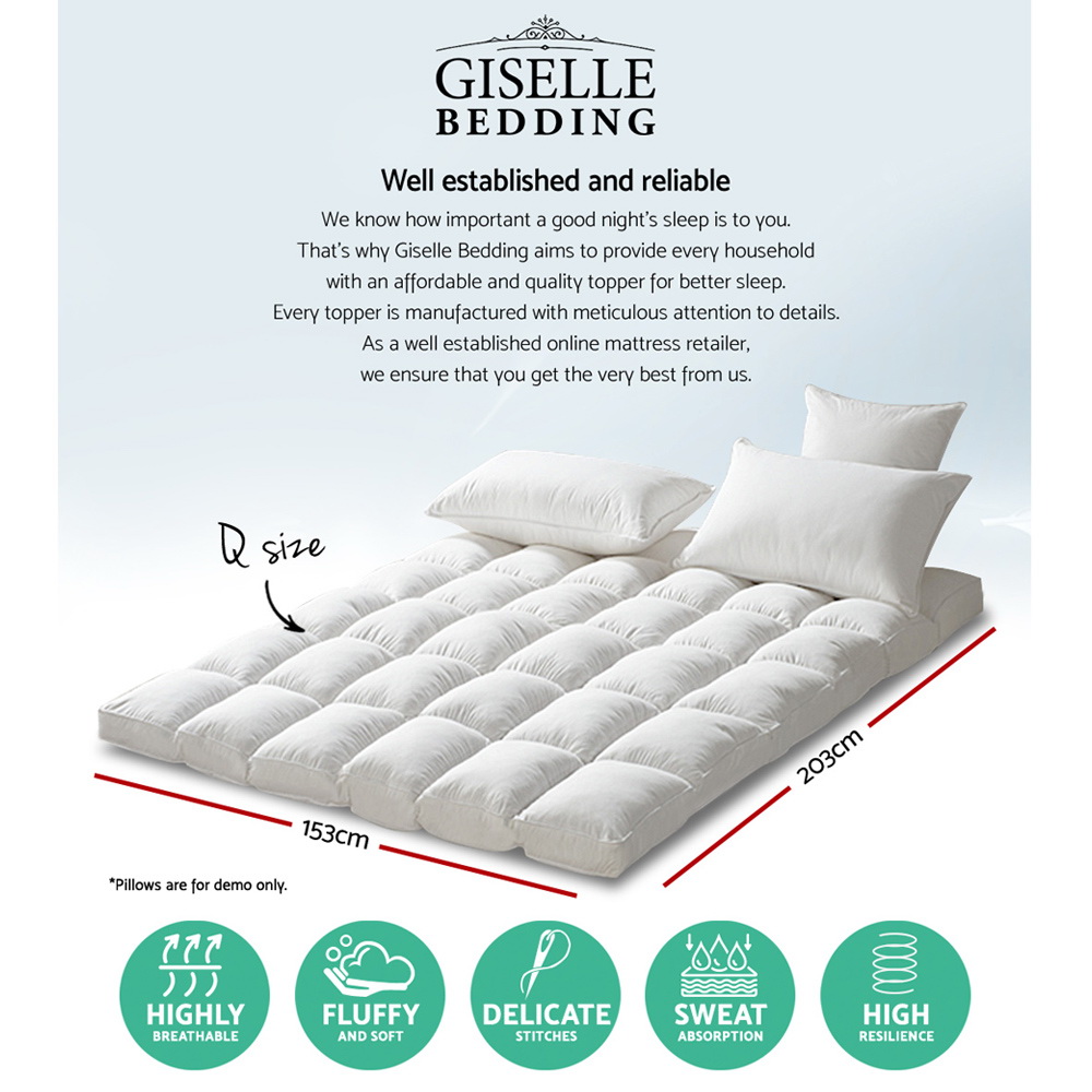 Giselle Bedding Pillowtop Mattress Topper 5cm Thick Pad for Back Pain Relief view 2