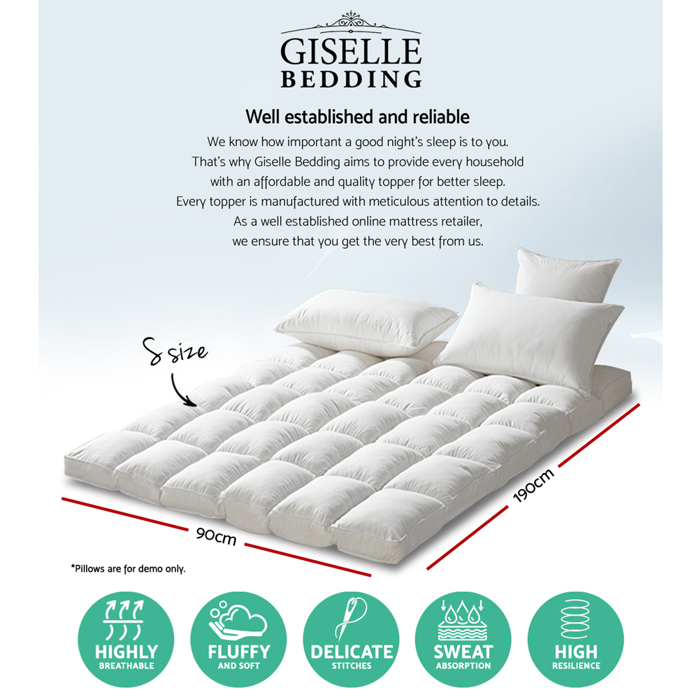 Giselle Bedding Pillowtop Mattress Topper 5cm Thick Pad for Back Pain Relief view 2