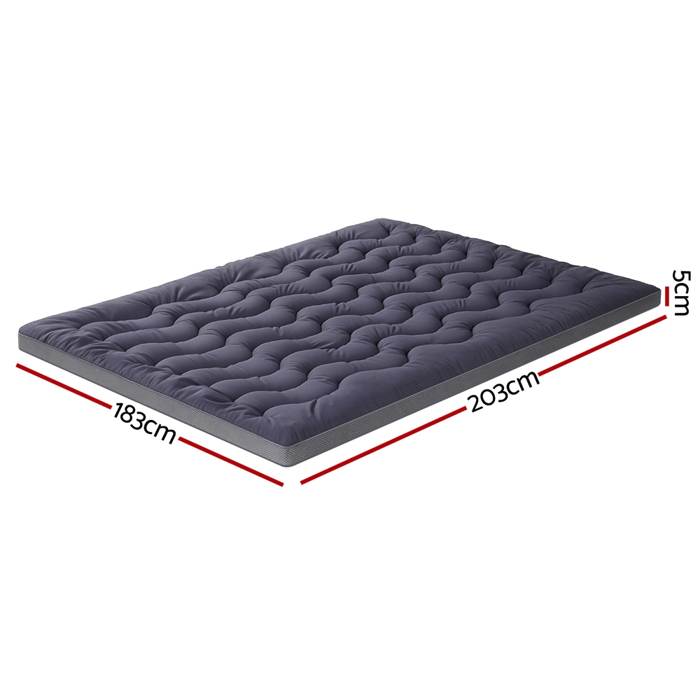 Giselle Bedding 5cm Pillowtop Topper Bamboo Polyester Blend Fibre Pad for Back view 3