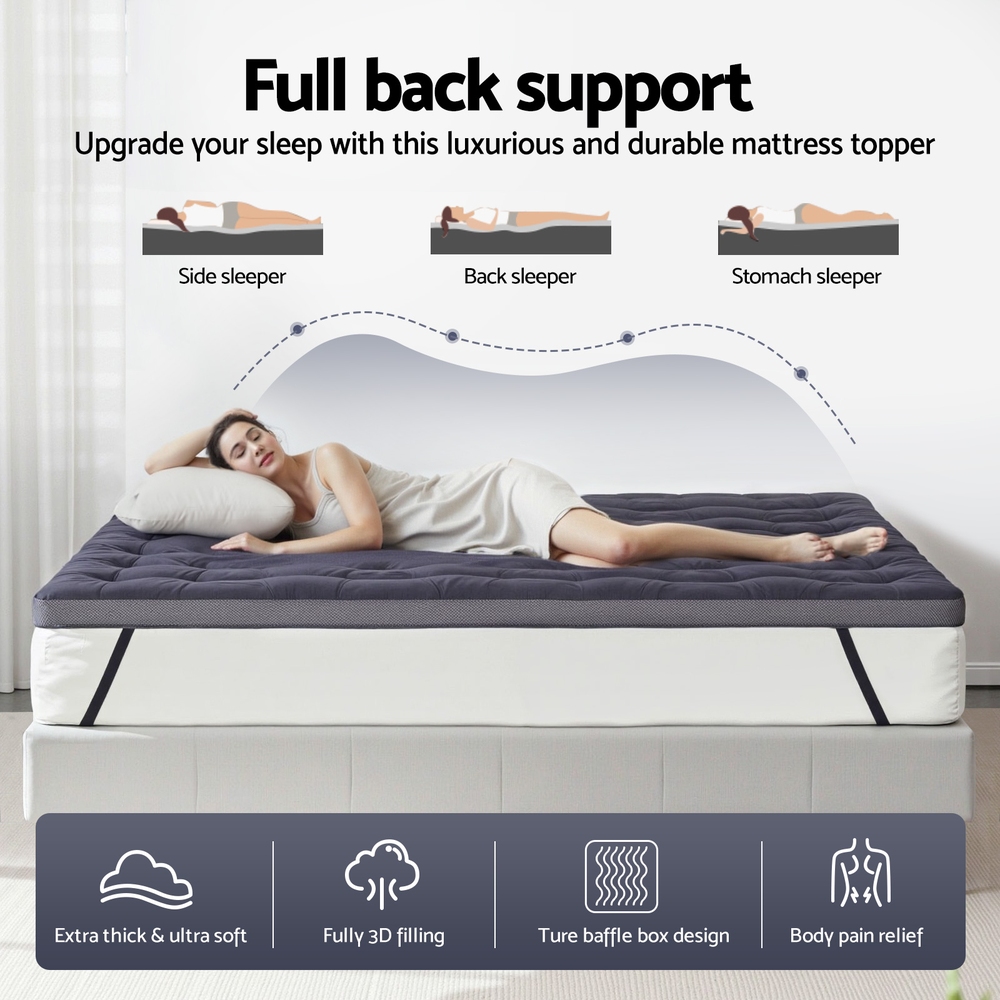 Giselle Bedding 5cm Pillowtop Topper Bamboo Polyester Blend Fibre Pad for Back view 5