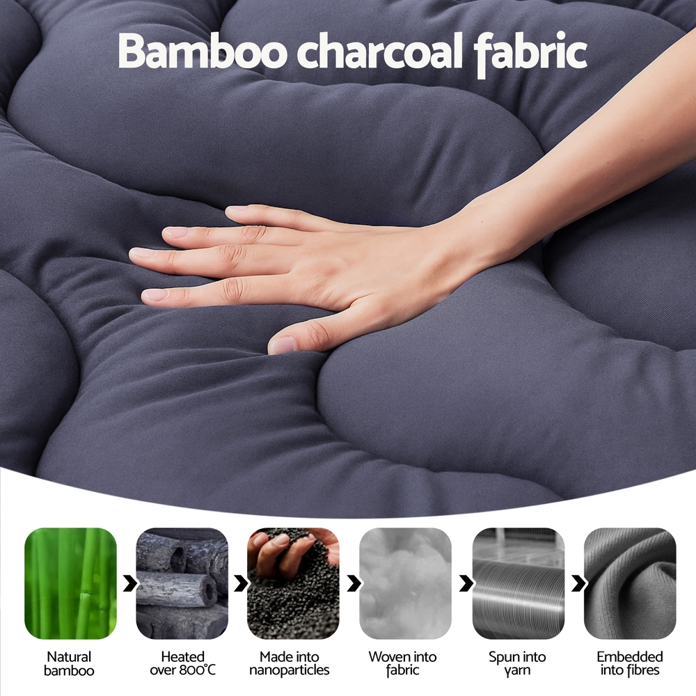 Giselle Bedding 5cm Pillowtop Topper Bamboo Polyester Blend Fibre Pad for Back view 6