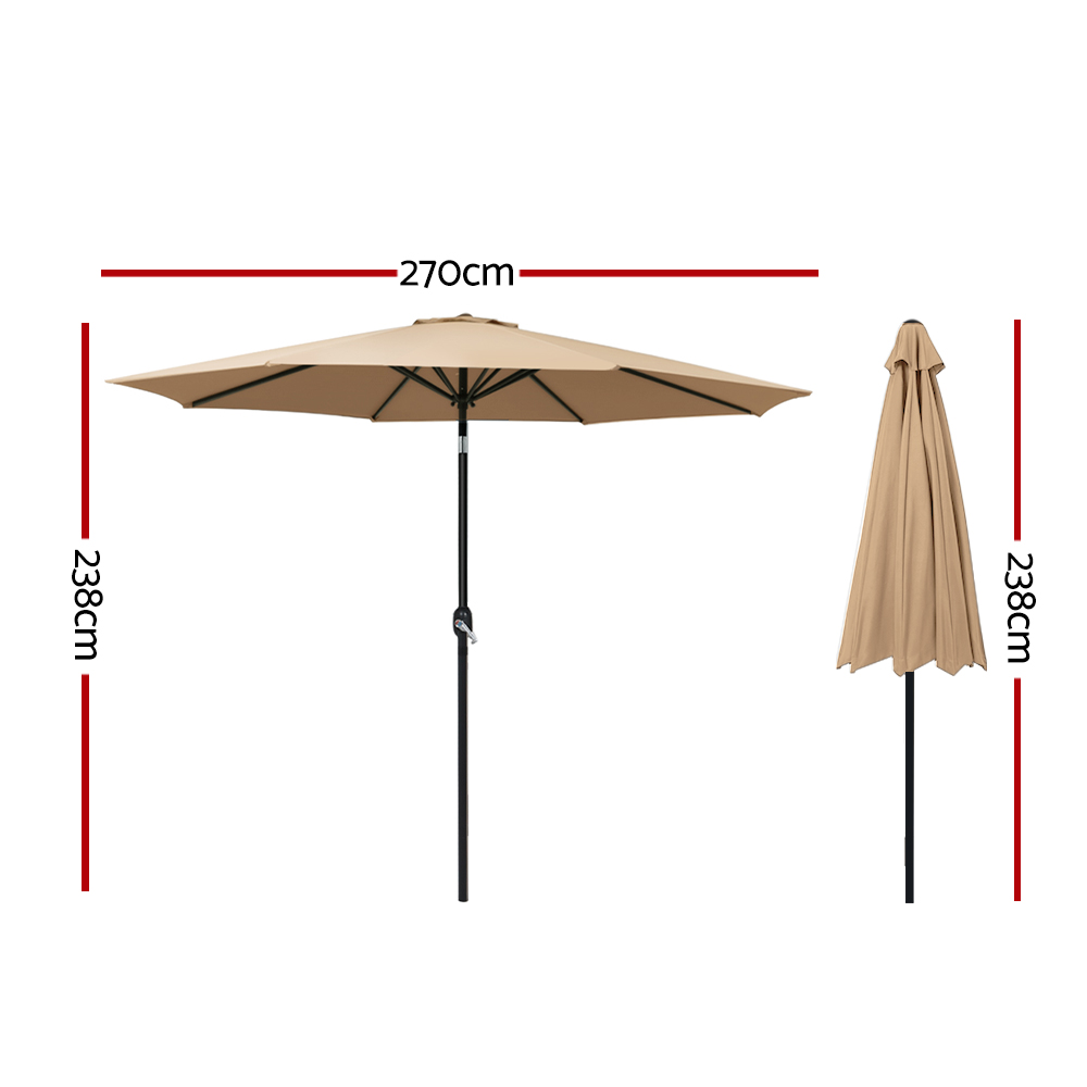 Instahut 2.7m Outdoor Umbrella Pole Stand Garden Sun Beige view 2