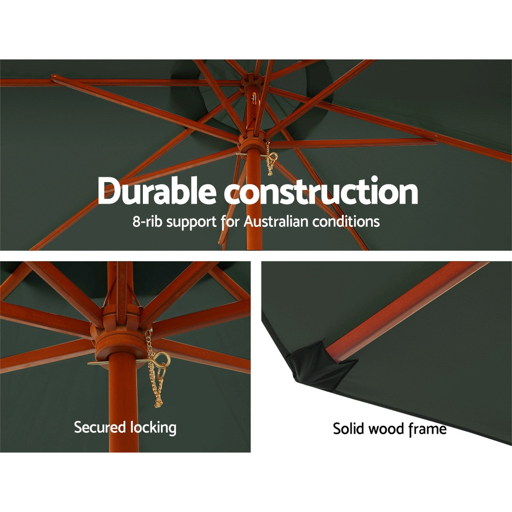 Instahut 3m Outdoor Umbrella Pole Umbrellas Beach Garden Sun Stand Patio Charcoal view 5