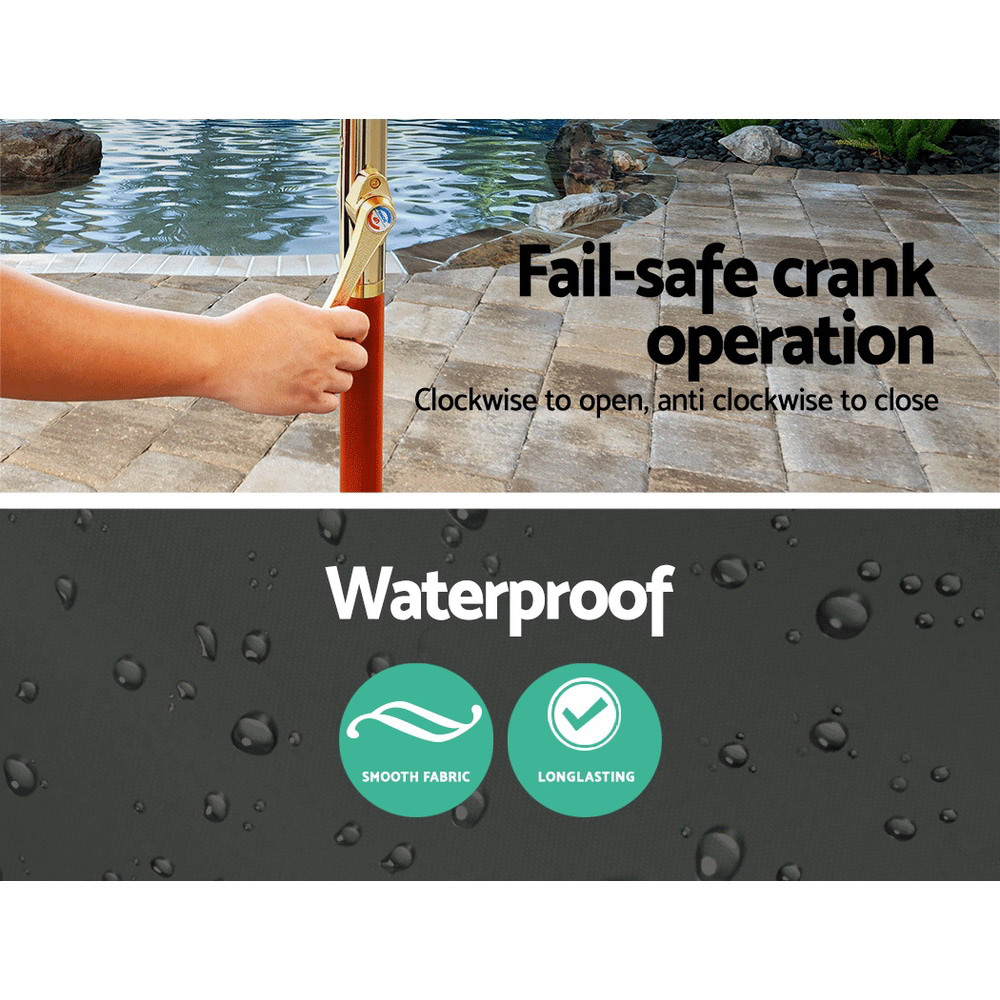 Instahut 3m Outdoor Umbrella Pole Umbrellas Beach Garden Sun Stand Patio Charcoal view 6