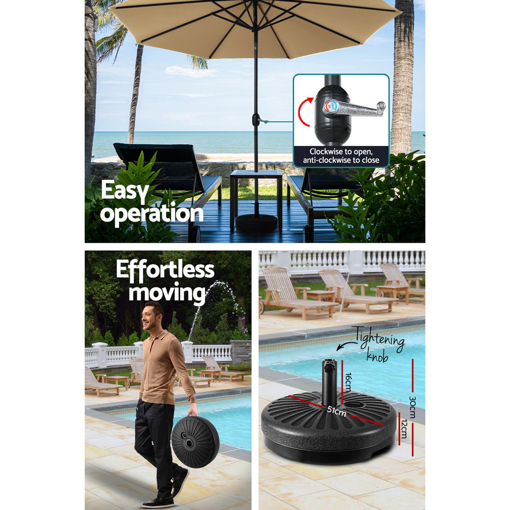 Instahut 3m Outdoor Umbrella w/Base Pole Tilt Beach Garden Patio Beige view 6