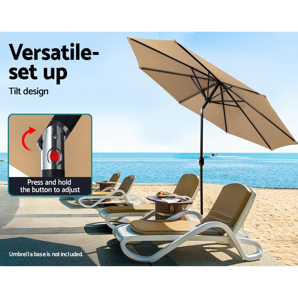 Instahut 3m Outdoor Umbrella Beach Pole Garden Patio Tilt Beige view 4