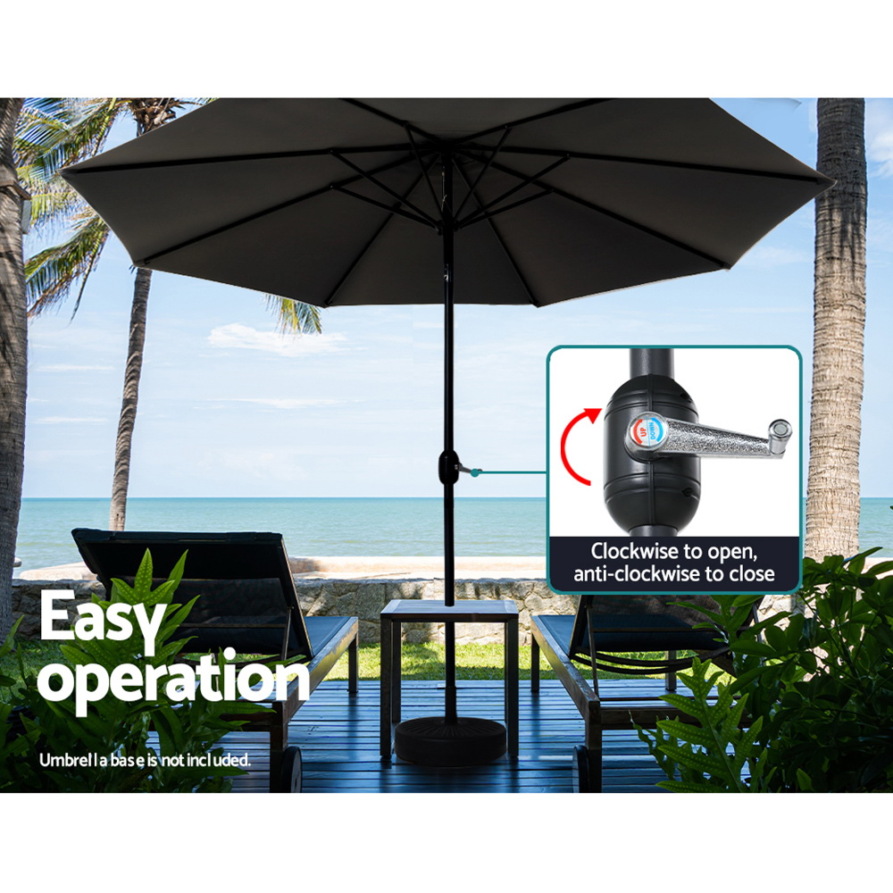 Instahut 3m Outdoor Umbrella Beach Pole Garden Patio Tilt Black view 5