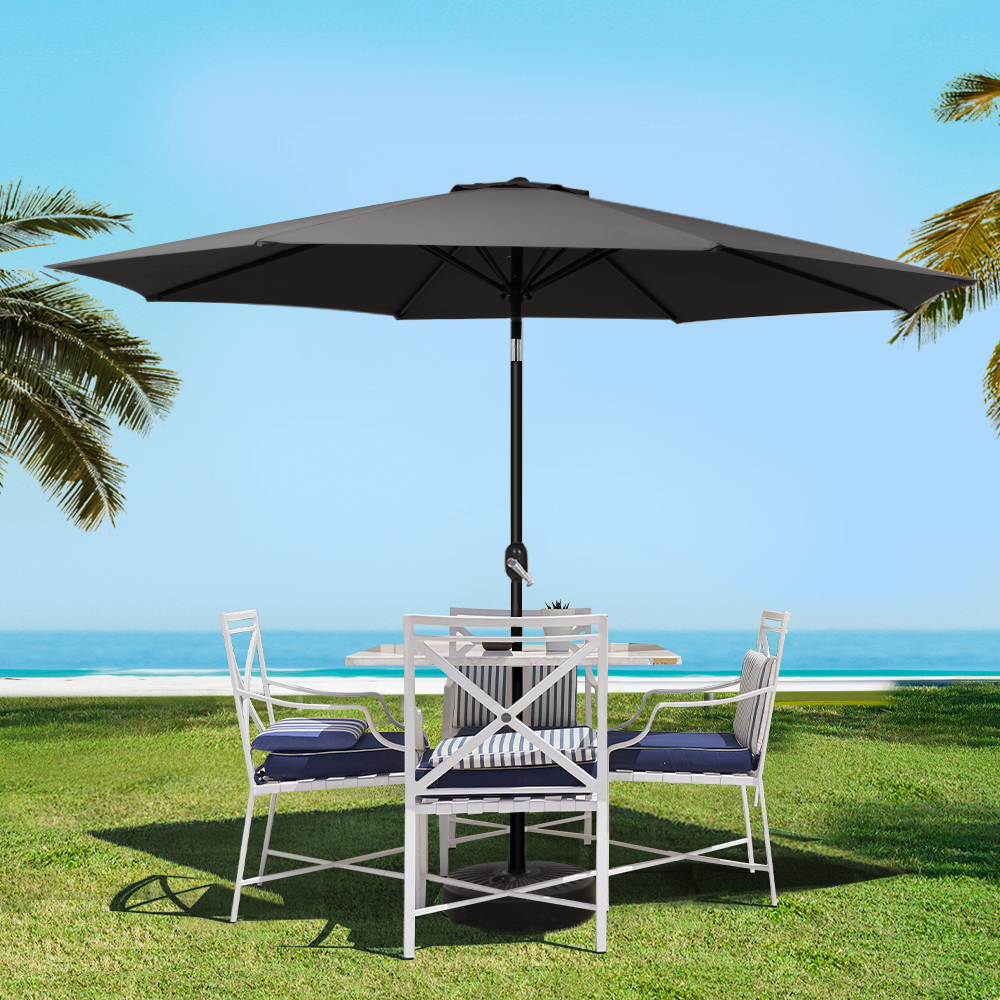 Instahut 3m Outdoor Umbrella Beach Pole Garden Patio Tilt Black view 8