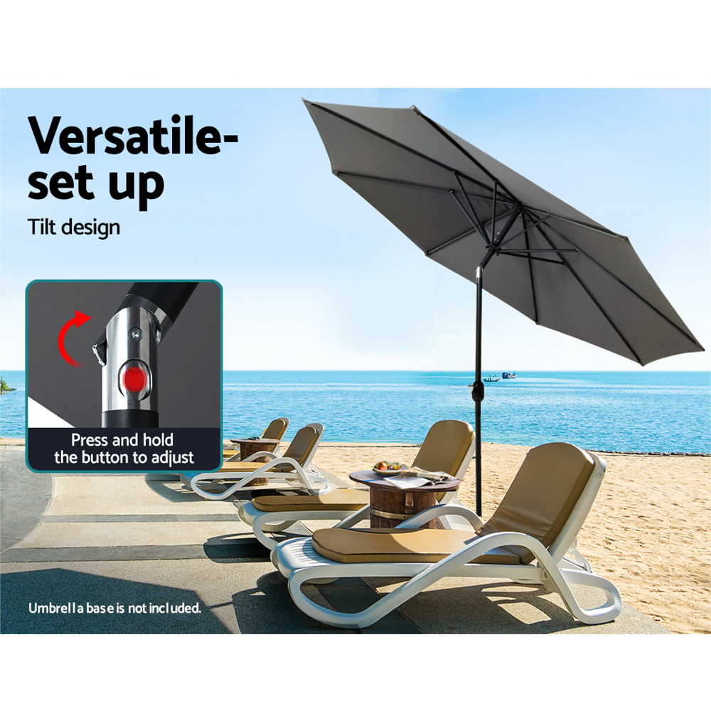 Instahut 3m Outdoor Umbrella Beach Pole Garden Patio Tilt Charcoal view 4