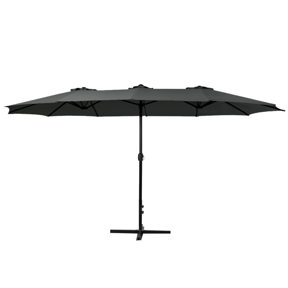Instahut 4.57m Outdoor Umbrella Beach Pole Garden Tilt Black view 3
