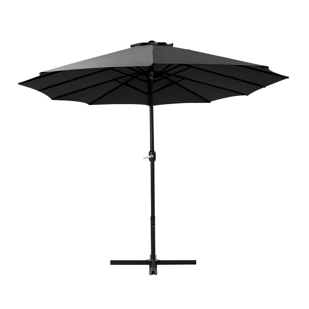 Instahut 4.57m Outdoor Umbrella Beach Pole Garden Tilt Black view 4