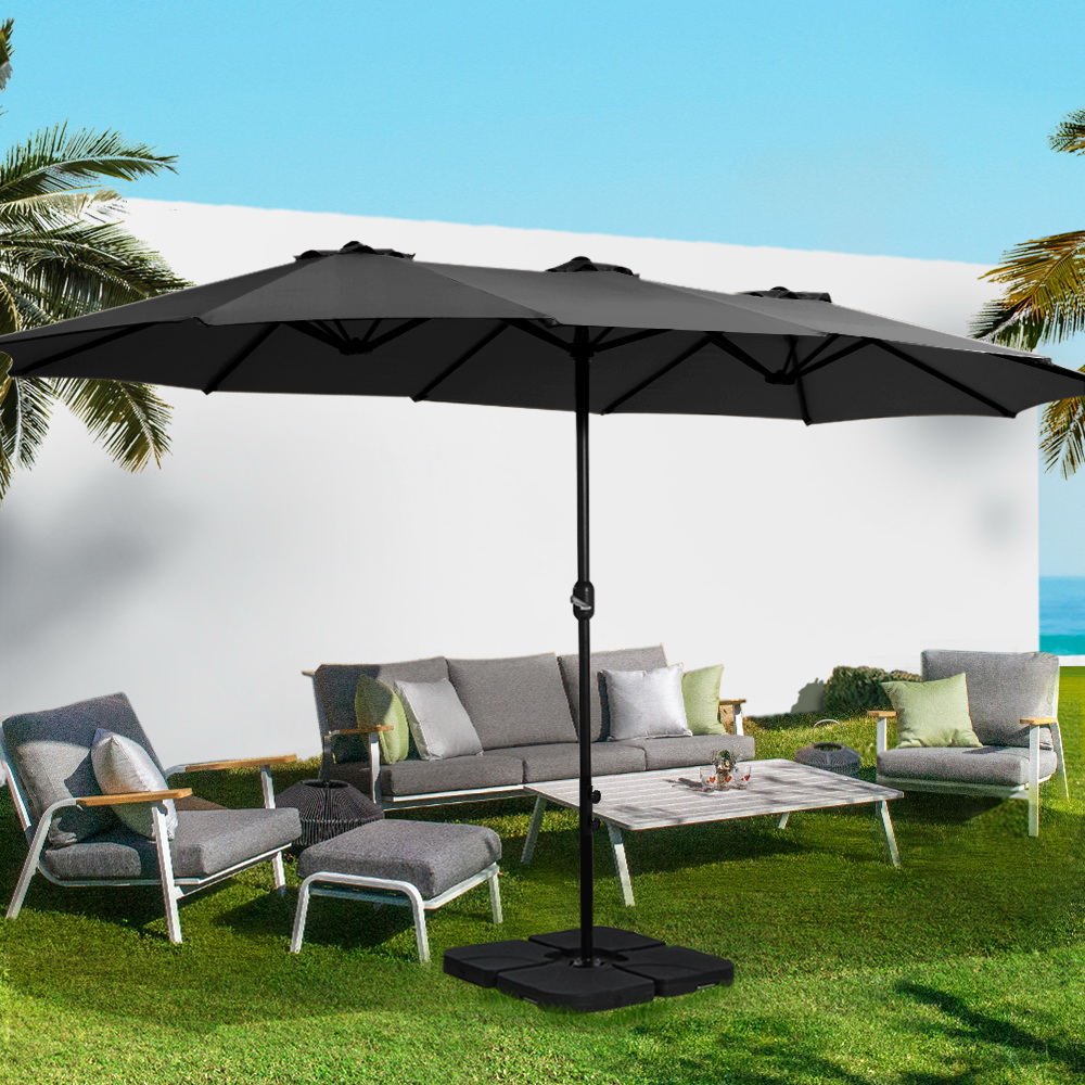 Instahut 4.57m Outdoor Umbrella Beach Pole Garden Tilt Black view 8