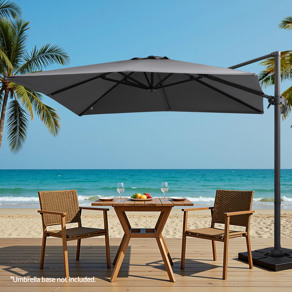 Instahut Outdoor Umbrella 3m Umbrellas Cantilever Stand Sun Roma 360 Degree view 7