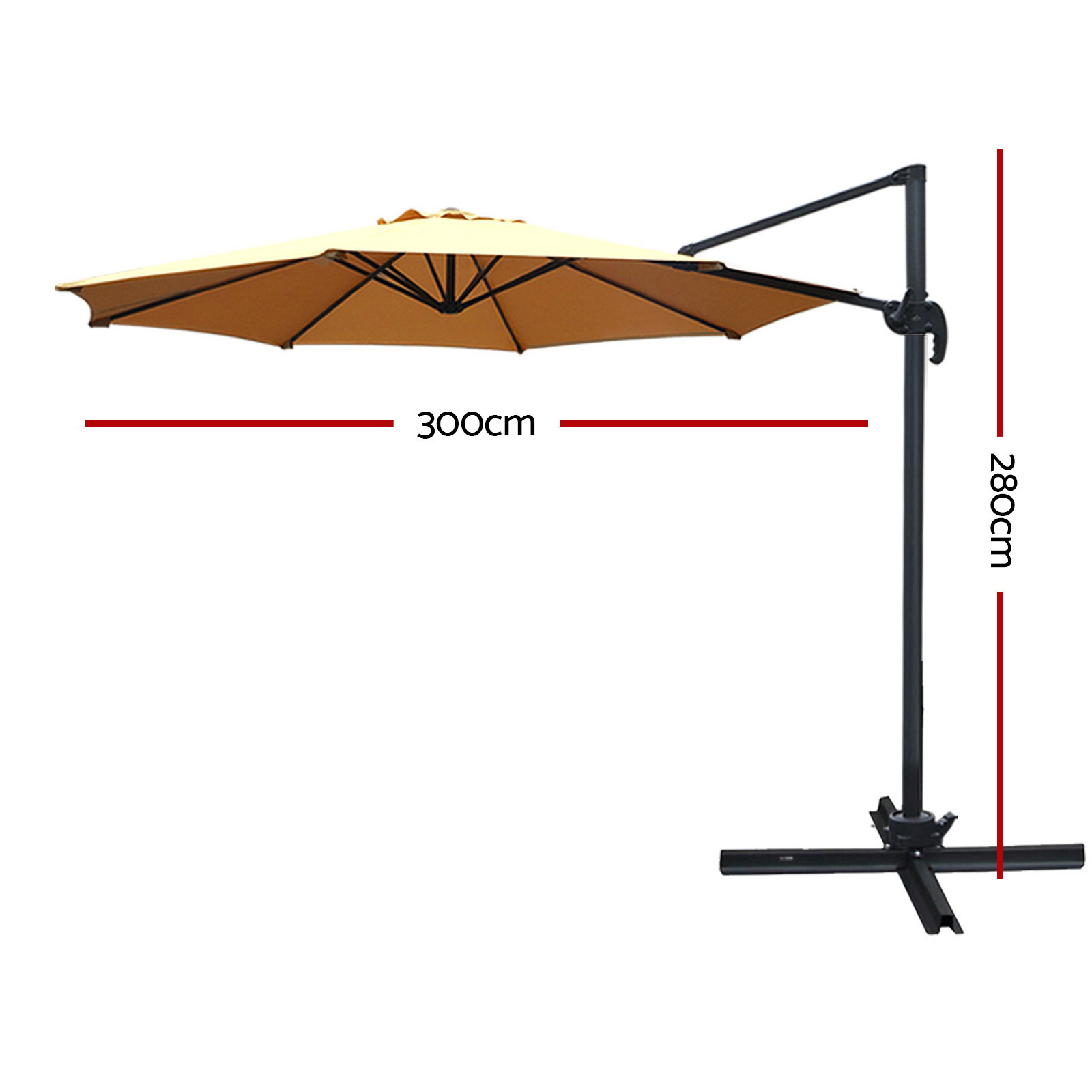 Instahut 3m Outdoor Umbrella Cantilever 360 Degree Tilt Beach Roma Beige view 2