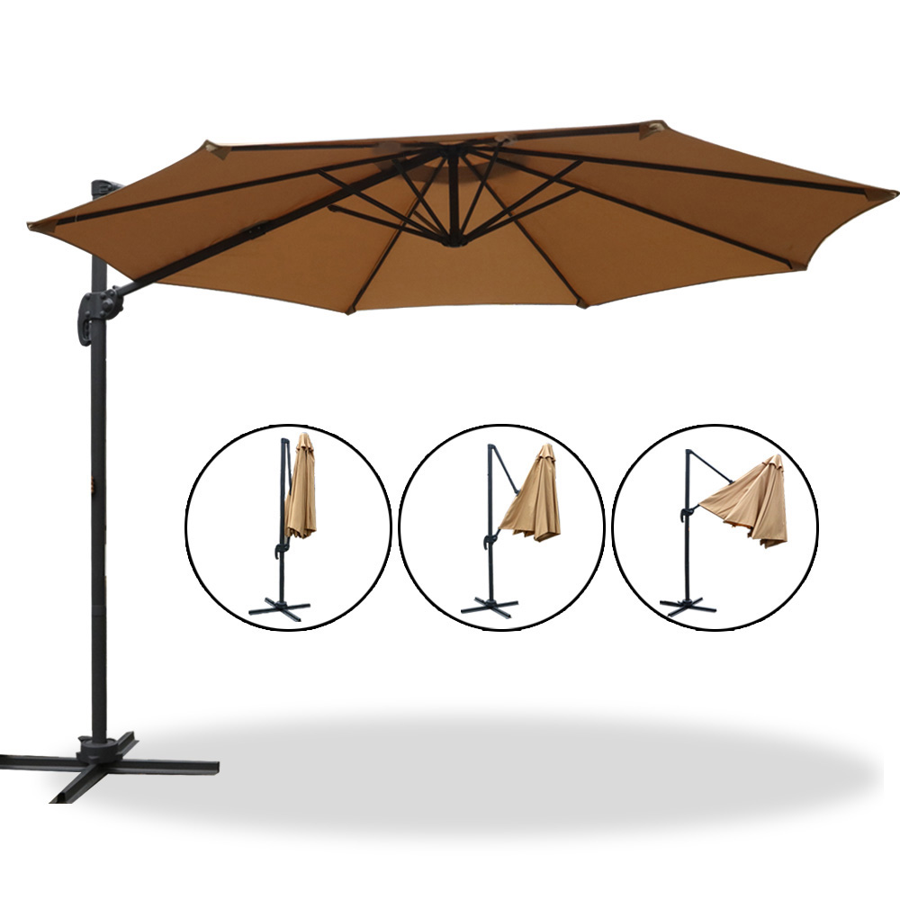 Instahut 3m Outdoor Umbrella Cantilever 360 Degree Tilt Beach Roma Beige view 3