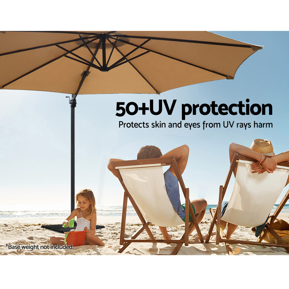 Instahut 3m Outdoor Umbrella Cantilever 360 Degree Tilt Beach Roma Beige view 6
