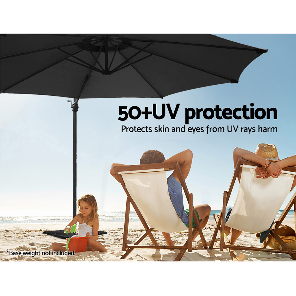 Instahut 3m Outdoor Umbrella Cantilever 360 Degree Tilt Beach Roma Black view 6