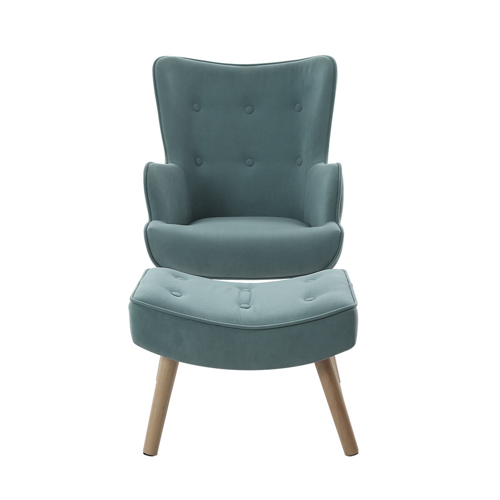 Artiss Armchair Set with Ottoman Blue Lansar view 4