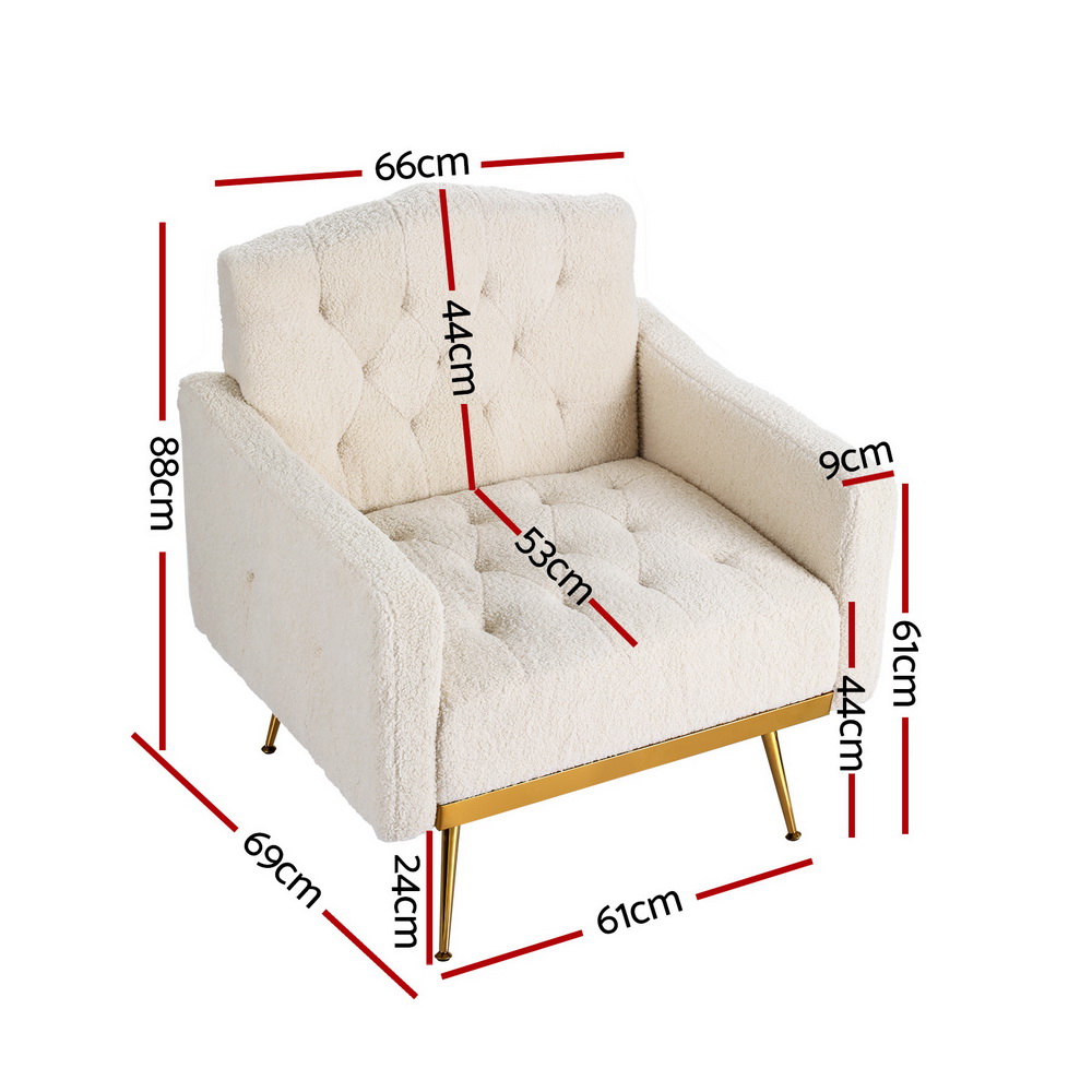 Artiss Armchair Boucle Beige Nicole view 2
